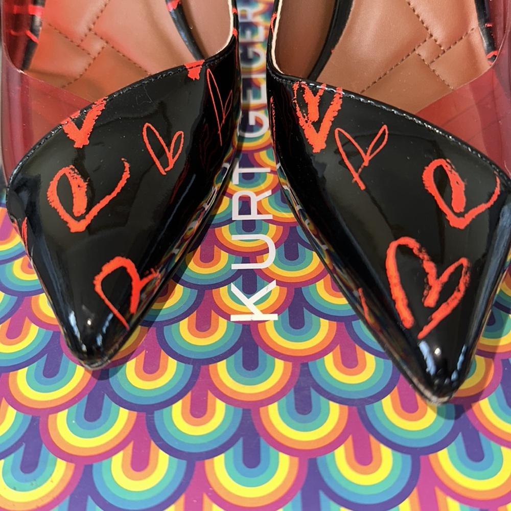 Pointed toe high heel 3.74” leather with heart accents. Only worn once - Picture 3 of 7